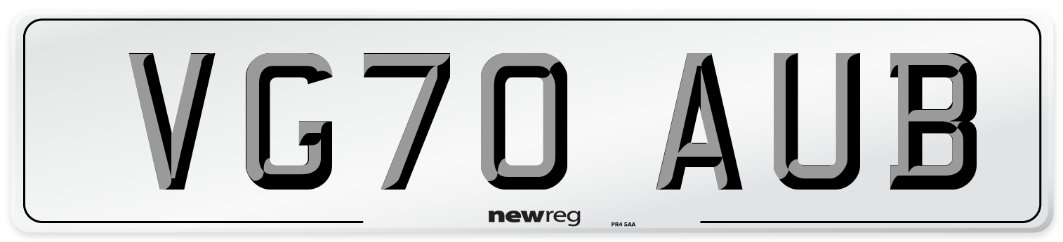 VG70 AUB Number Plate from New Reg